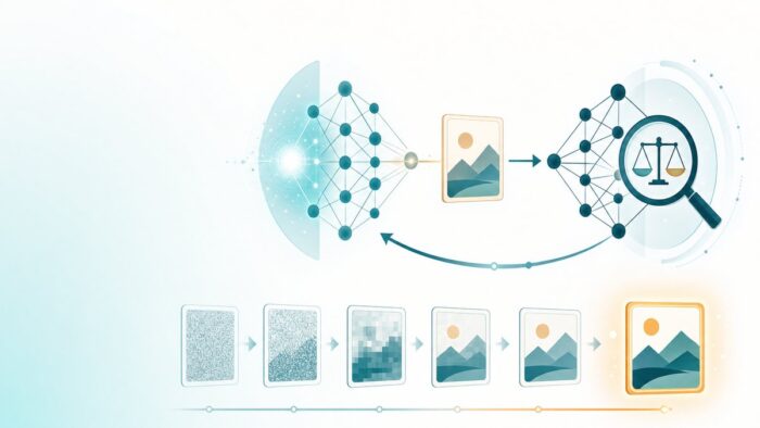 GAN(敵対的生成ネットワーク)とは・作る側と見破る側の2つのネットワークを競わせて、本物らしいデータを生成する仕組み