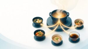 基盤モデル（一つの丁寧に取った出汁から、味噌汁にも煮物にも麺つゆにも展開できる土台）