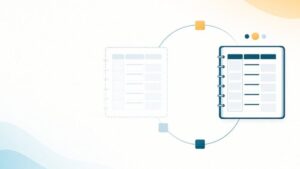破線の仮説台帳と実線の観測台帳の間を環状の線が巡るSEO・コンテンツマーケティング支援のAI活用イメージ