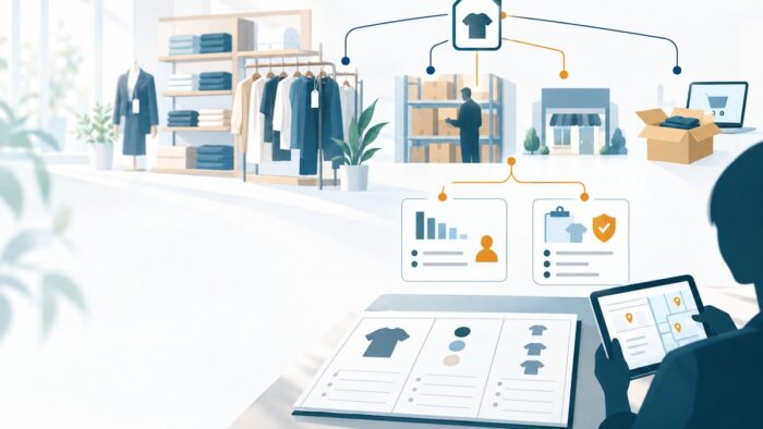 アパレル小売のAI活用:品番・色・サイズを同じ単位に揃え、店頭とネットショップの在庫と消化率を売場から引ける形にする流れ