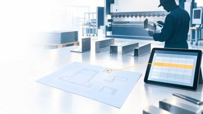 板金加工のAI活用:品番と図面の版ごとに加工データを結び、曲げ条件表を実測値で更新する流れ