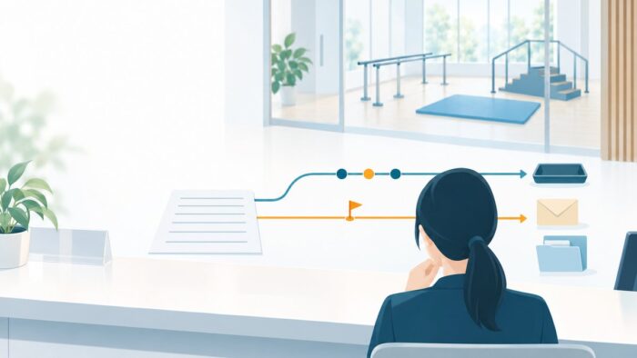 整形外科クリニックのAI活用:受傷の経緯を聞き、給付・支払の取扱いと第三者の行為の有無を別々の欄で持って運ぶ流れ